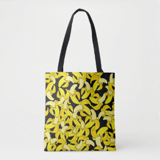 Vintage Yellow Bananas: Black Background Tote Bag