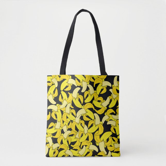 Vintage Yellow Bananas: Black Background Tote Bag (Front)