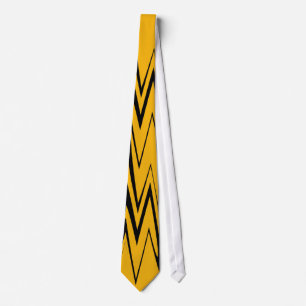 Vintage Yellow, Black Zigzap Abstract Art Deco 3 Tie