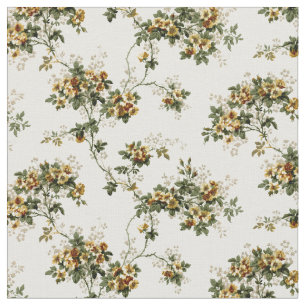 Vintage Yellow Blossoms English Floral Pattern Fabric