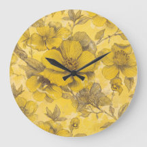 Vintage Yellow Botanical Floral Pattern