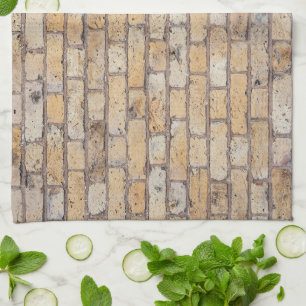 Vintage Yellow Brick Design Tea Towel