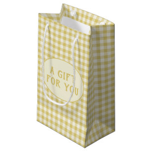 Vintage Yellow Chequerboard Pattern Custom  Small Gift Bag