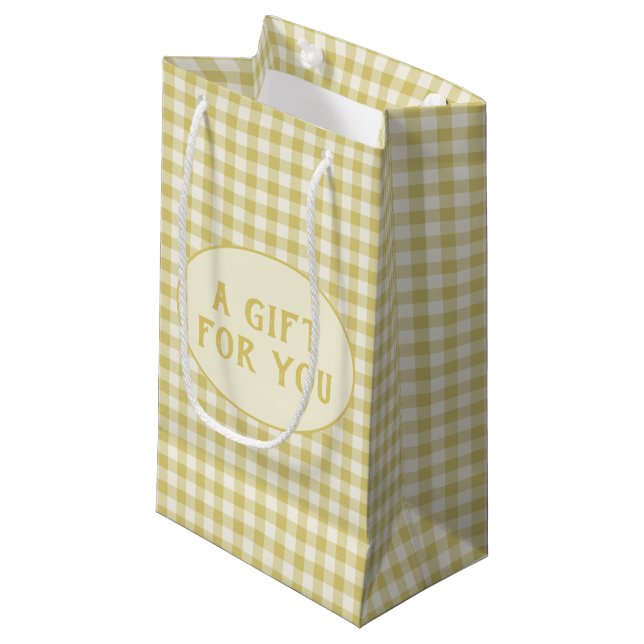 Vintage Yellow Chequerboard Pattern Custom  Small Gift Bag (Front Angled)