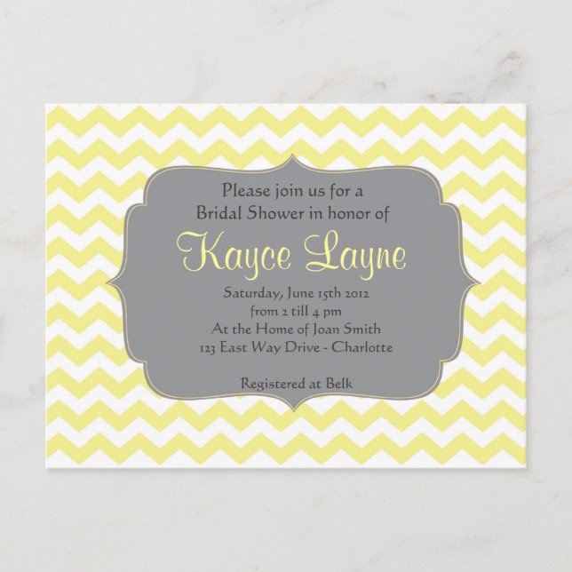 Vintage Yellow Chevron Invitation Postcard (Front)