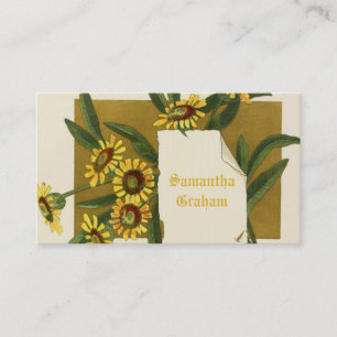 Vintage yellow daisy flowers custom floral business card