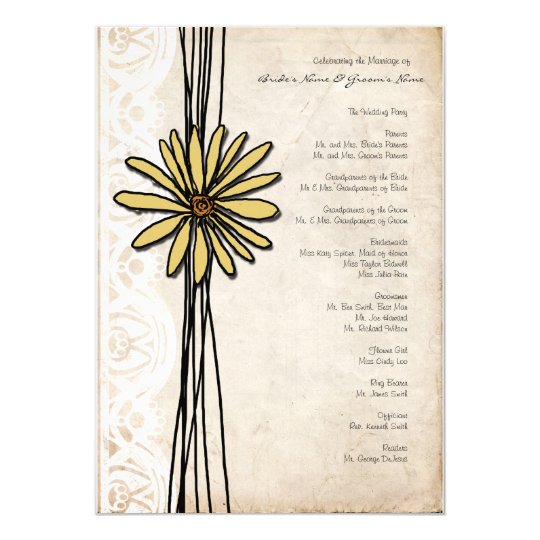 Vintage Yellow Daisy Wedding Program