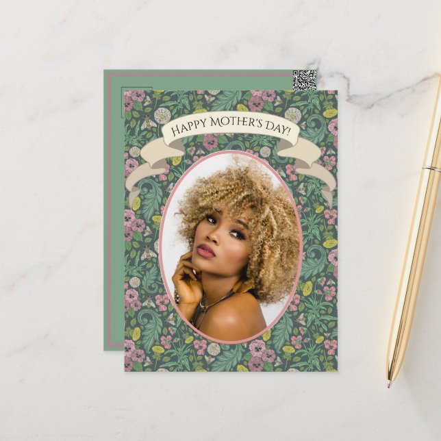 Vintage Yellow Dandelions Pink Pansy Faces Bees Postcard (Front/Back In Situ)