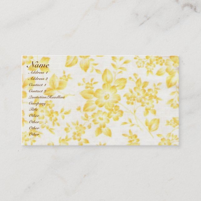 Vintage Yellow Faded Floral Business Card (Front)