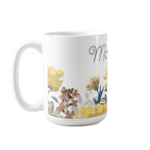 Vintage Yellow Floral Border Coffee or Tea Mug