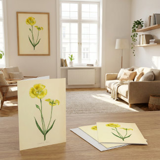 Vintage Yellow Floral Illustration Card