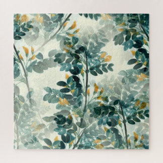 Vintage Yellow Floral Leaf Plant Jigsaw Puzzle