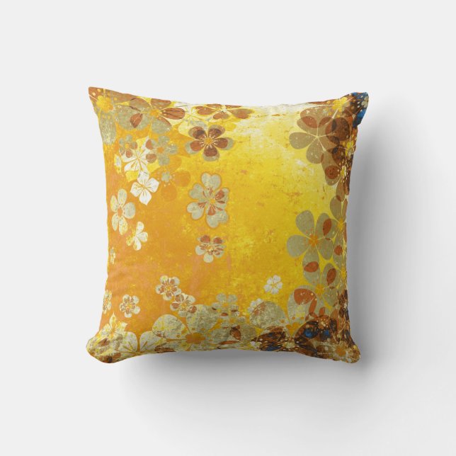 Vintage Yellow floral pattern Cushion (Front)