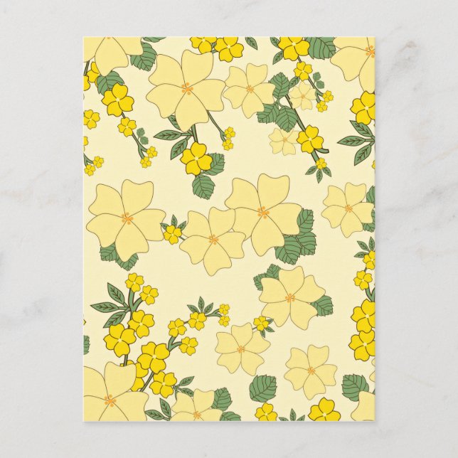 Vintage Yellow Floral Pattern Illustration Postcard (Front)