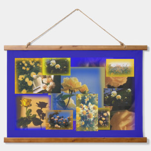 Vintage Yellow Flower Collage Hanging Tapestry