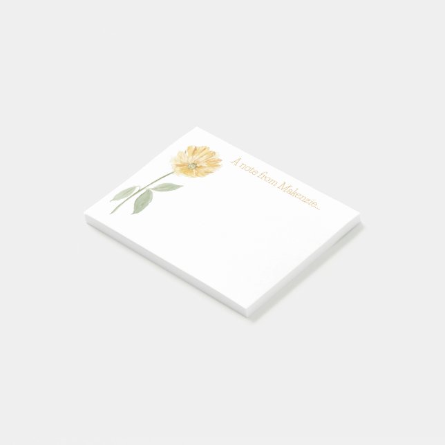 Vintage Yellow Flower Post-it Notes (Angled)