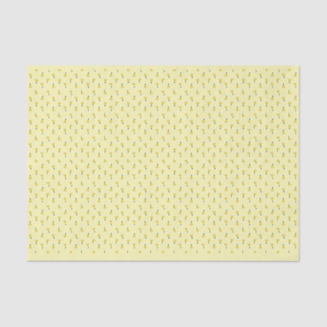 Vintage Yellow Flowered Tissue Paper (Front)