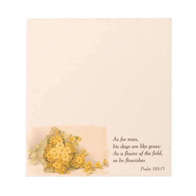 Vintage Yellow Flowers Christian Notepad (Front)