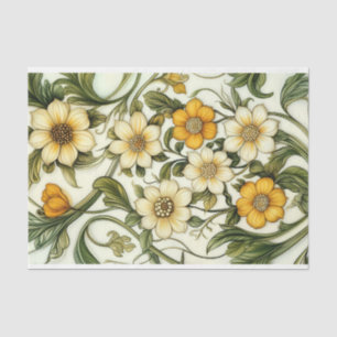 Vintage Yellow Flowers - Modelled off of table Tissue Paper