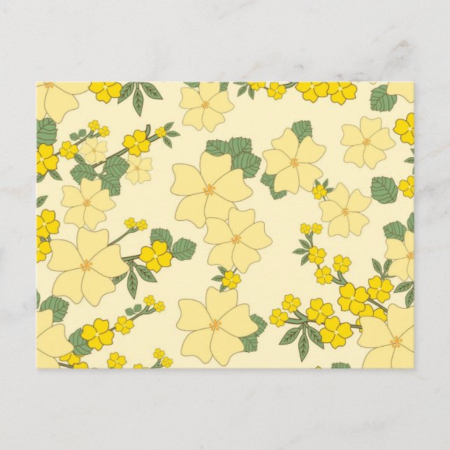 Vintage Yellow Flowers Postcard (Front)