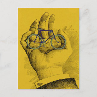 Vintage Yellow Hand Bicycle Humourous Bike Postcard