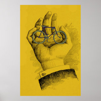 Vintage Yellow Hand Bicycle Humourous Bike Poster