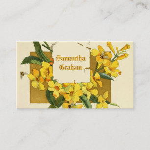 Vintage yellow jasmine flowers custom floral business card