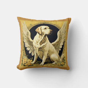 Vintage Yellow Labrador Angel  Cushion