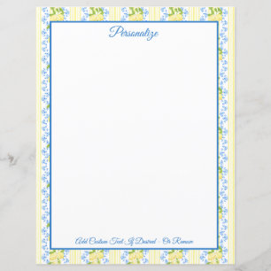 Vintage Yellow Lemon and Blue Floral Personalised