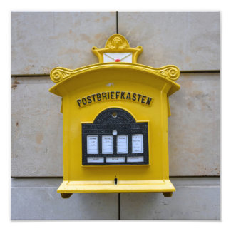 Vintage Yellow Mailbox, Dresden, Germany Photo Print