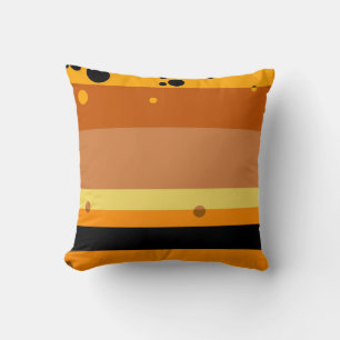Vintage Yellow, Orange, Brown Dots Striped Pattern Cushion