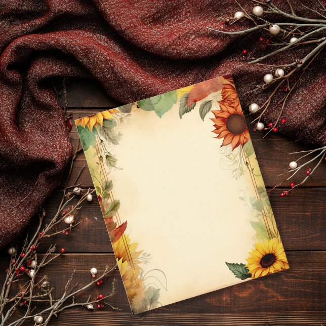 Vintage Yellow Orange Sunflower Scrapbook Paper (Creator Uploaded)