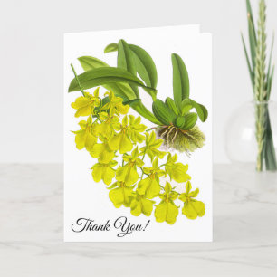 Vintage Yellow Orchid Flower Personalised Card