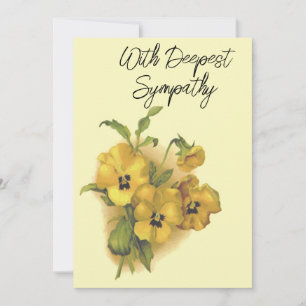 Vintage Yellow Pansies Floral Sympathy Card