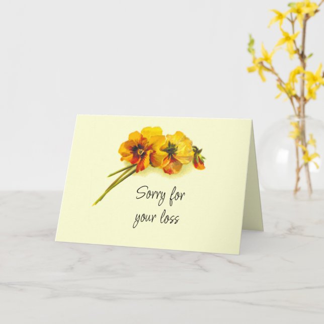 Vintage Yellow Pansy Flowers Sympathy Card  (Yellow Flower)