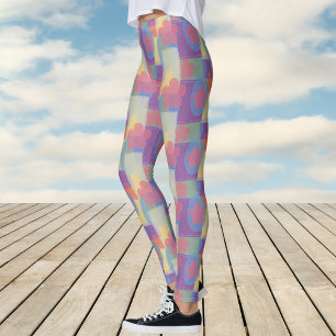 Vintage Yellow Patchwork Pattern Yoga Leggings