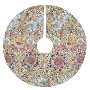 Vintage yellow pink William Morris's Corncockle Brushed Polyester Tree Skirt