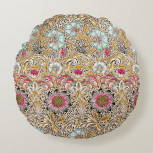 Vintage yellow pink William Morris's Corncockle Round Cushion