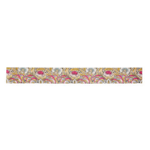 Vintage yellow pink William Morris's Corncockle Satin Ribbon