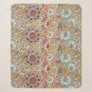 Vintage yellow pink William Morris's Corncockle Sherpa Blanket