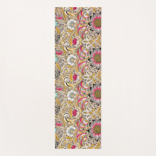 Vintage yellow pink William Morris's Corncockle Yoga Mat
