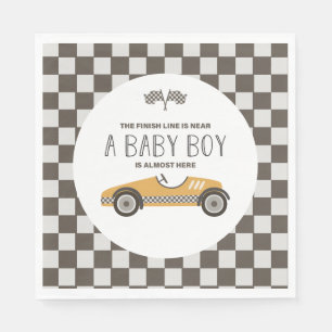 Vintage Yellow Race Car Baby Shower Napkin