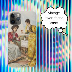 Vintage Yellow Red Dress  Women Drinking Wine  iPhone 11 Pro Case