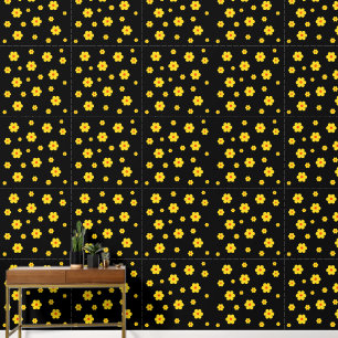 Vintage Yellow Retro Daisy Flower Peel and Stick Wallpaper