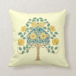 Vintage Yellow Rose Bush 1909 Arts & Crafts Cushion