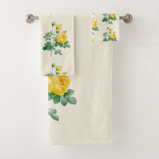 Vintage Yellow Rose Fine art Bath Towel Set (Insitu)