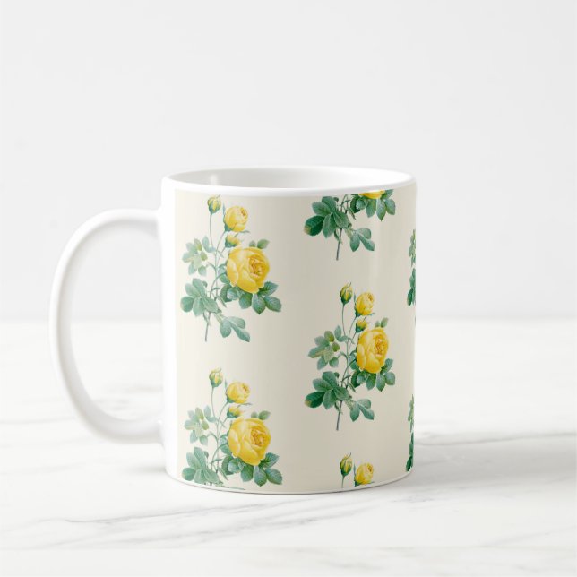 Vintage Yellow Rose Fine art Coffee Mug (Left)