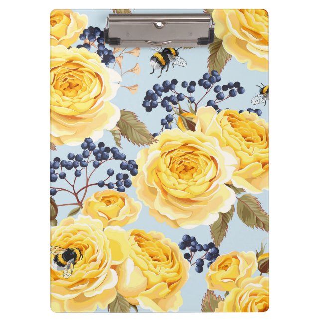 Vintage Yellow Rose Flower | Flower Clipboard (Front)