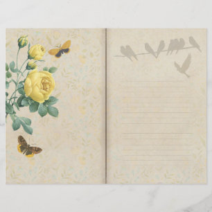 Vintage Yellow Rose Journal Paper