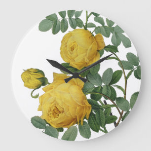 Vintage yellow rose painting large clock